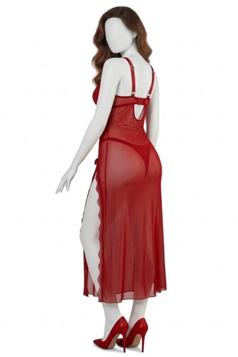 فستان نوم لانجري شيفون أحمر