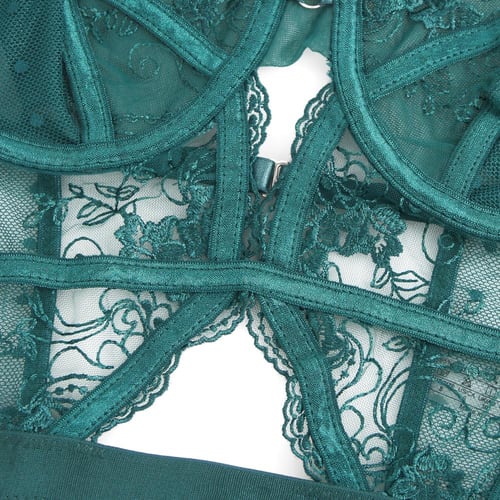 لانجري دانتيل خضراء شفافة