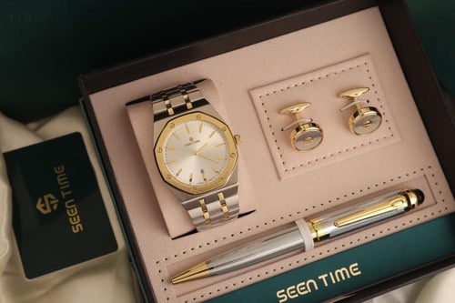 ساعة وقلم الأناقة الكلاسيكية