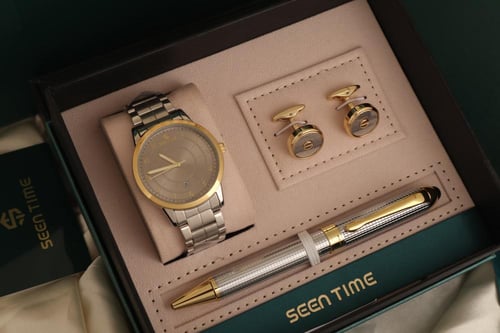 ساعة وقلم الأناقة الكلاسيكية