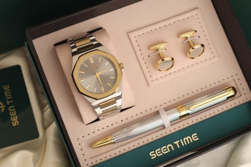 ساعة وقلم الأناقة الكلاسيكية