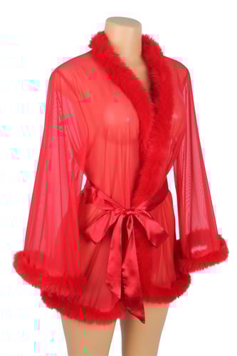 روب لانجري قصير شيفون أحمر