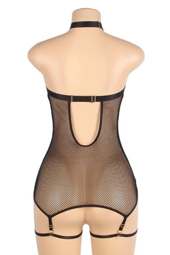 فستان جلد أسود