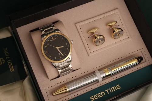 ساعة وقلم الأناقة الكلاسيكية