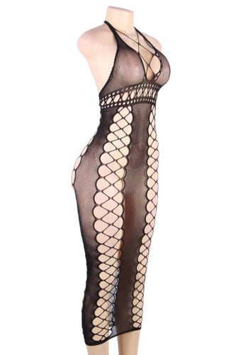 فستان لانجري شبك أسود