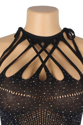 فستان لانجري شبك أسود