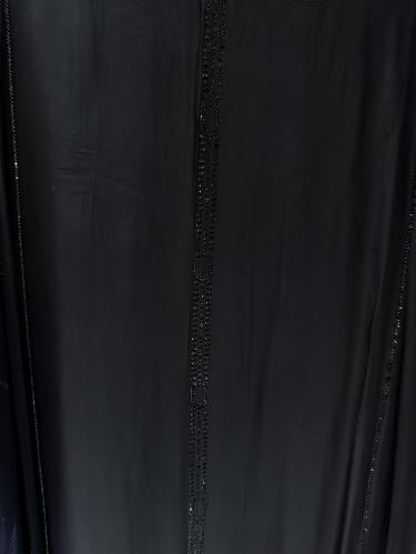 Natural silk abaya, set with the hijab, black crys...