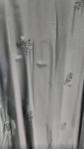 First grade natural silk abaya + headscarf, black crystal, rose design