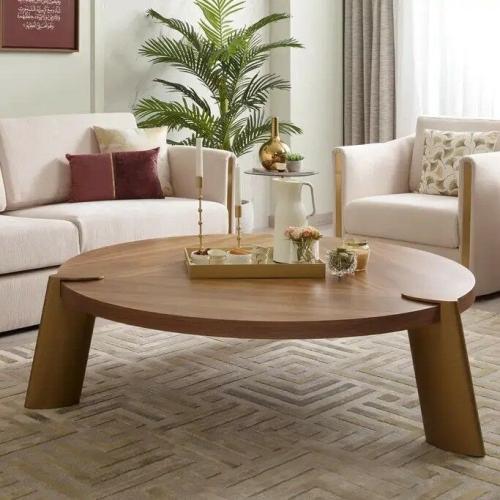 طاولة قهوة - نحاسي وبني