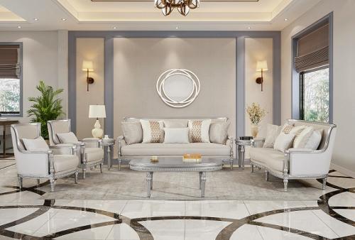 طقم كنب كلاسيكي مكون من 7 مقاعد مع طقم طاولة