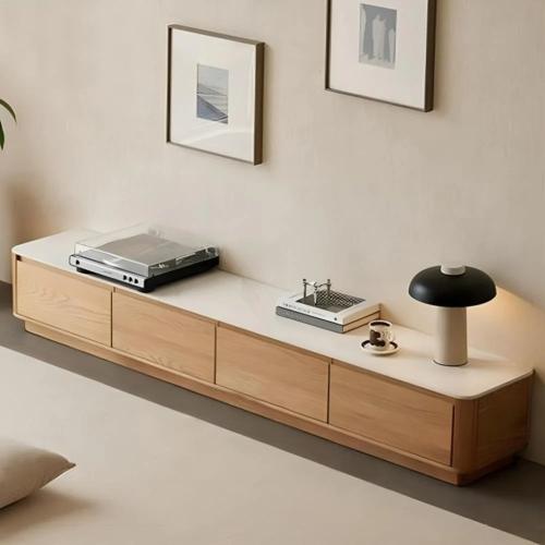 طاولة تلفاز خشب سويدي بيج - 210×40×40 سم