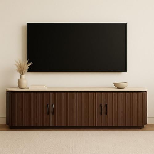 طاولة تلفزيون رواد - بني وبيج