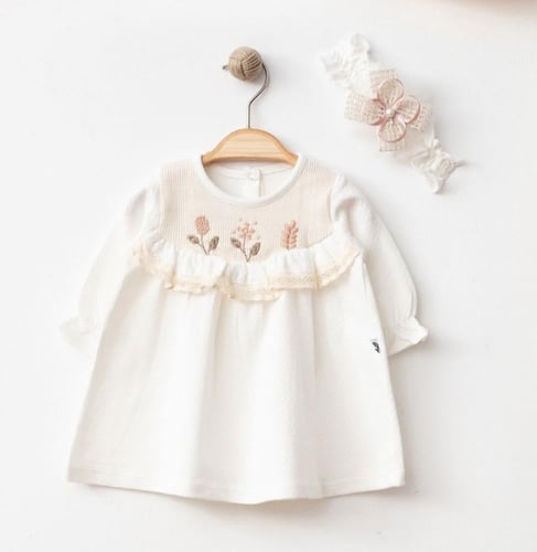 فستان بناتي مع ربطة رأس