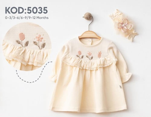 فستان بناتي مع ربطة رأس