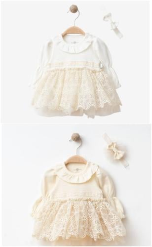 فستان بناتي مع ربطة رأس