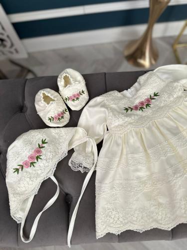 طقم فستان بناتي 3 قطع تصميم خاص بنبتة القطن