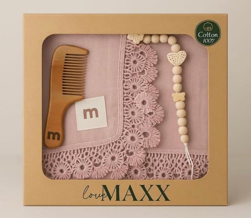 مجموعة تركي (مفرش ومشط وتعليقة رضاعة)