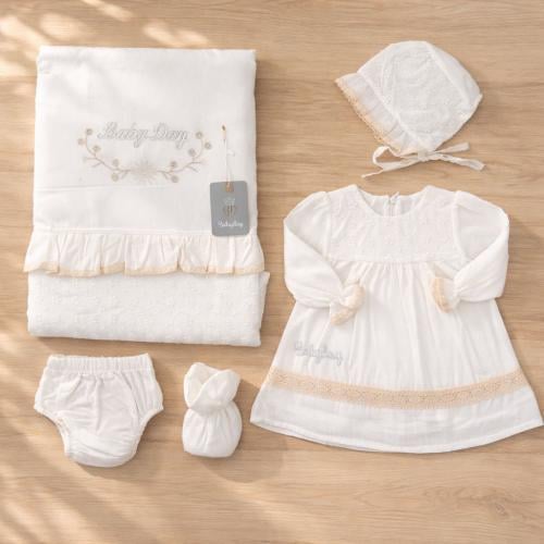 طقم فستان بناتي مواليد 5 قطع