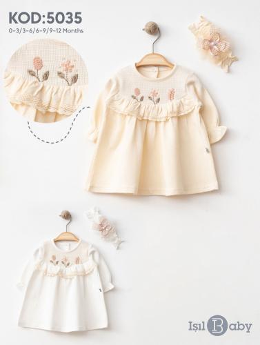 فستان بناتي مع ربطة رأس