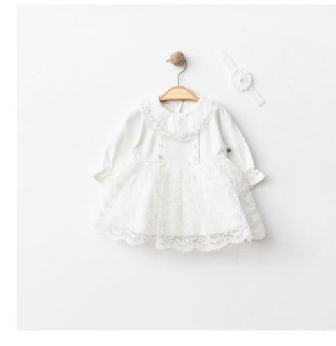 فستان بناتي مع ربطة رأس