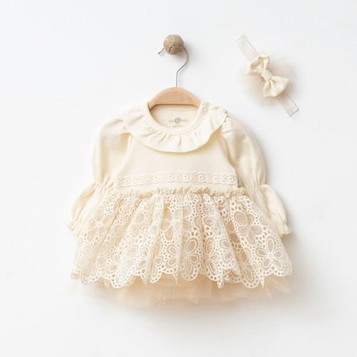 فستان بناتي مع ربطة رأس