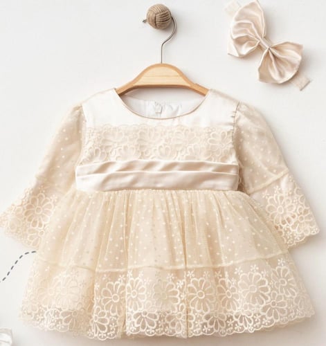 فستان بناتي مع ربطة رأس