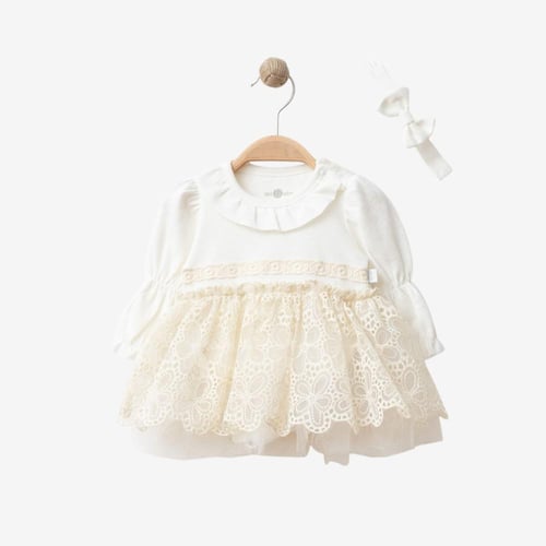 فستان بناتي مع ربطة رأس