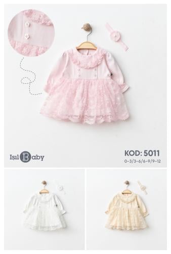 فستان بناتي مع ربطة رأس