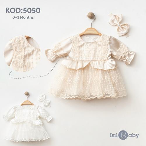 فستان بناتي مع ربطة رأس