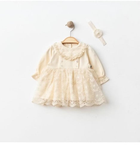 فستان بناتي مع ربطة رأس