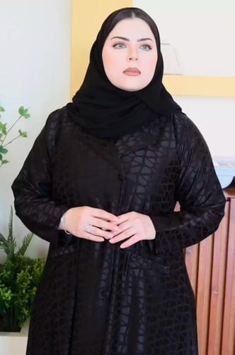 3223 عباية كتف كلوش بليزر بلوني الأسود الداكن والف...