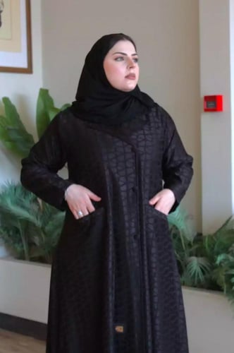 3223 عباية كتف كلوش بليزر بلوني الأسود الداكن والف...