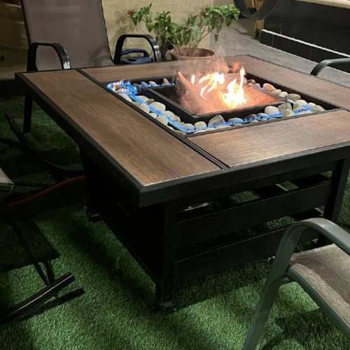 طاولة موقد مدمج غاز و حطب( بعين للطبخ اضافيه)