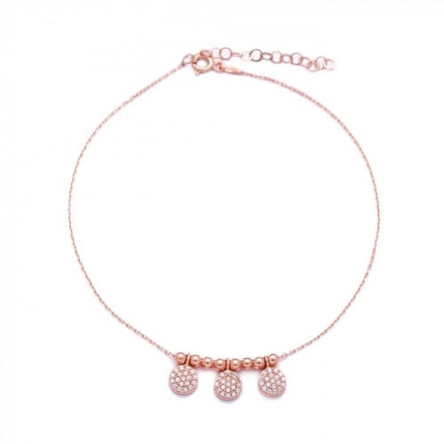 خلخال المناسبات على شكل 3 حلقات مستديرة مرصعة بأحج...