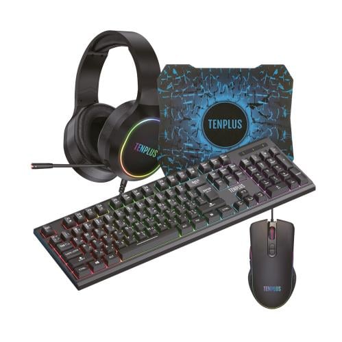 كيبورد سلكي + ماوس + سماعة + ماوس باد