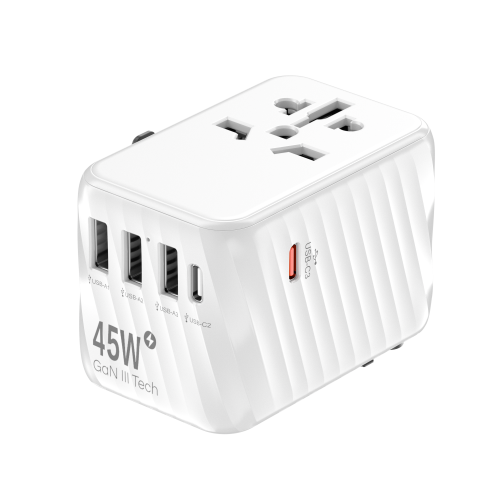 شاحن سريع بتقنية GaN ّ بمقابس دولية مدمجة بقوة W45