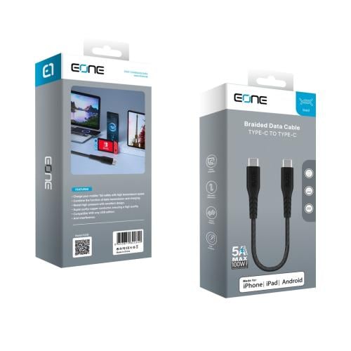 كابل EONE نايلون USB-C إلى USB-C بقدرة 100 واط بطو...