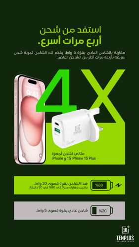 راس شاحن جداري بقوة 20 واط