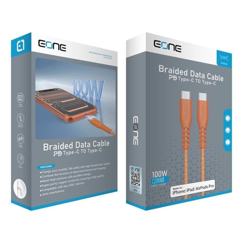 كيبل EONE مضفّر Type-C إلى Type-C شحن سريع PD 100W...