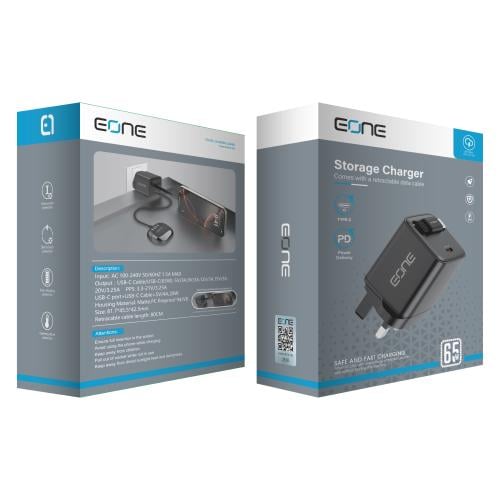 شاحن EONE بقدرة 65 واط مع كابل Type-C قابل للسحب