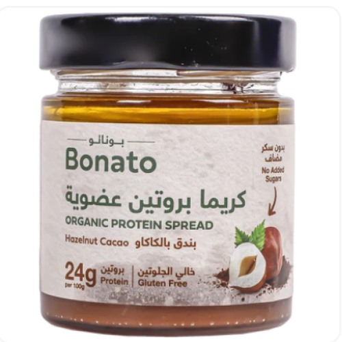 بوناتو كريمة بندق بالكاكاو بروتين عضوية 200 جم