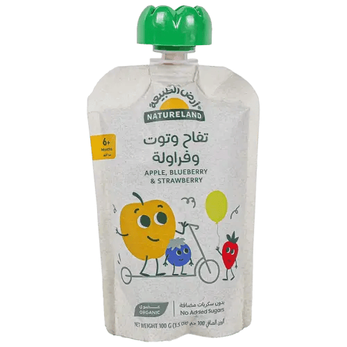 ارض الطبيعة مهروس تفاح وتوت وفراولة 100 جم