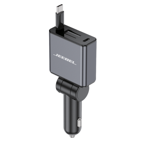 شاحن سيارة سريع 60 واط بكيبل مدمج USB-C قابل للسحب...