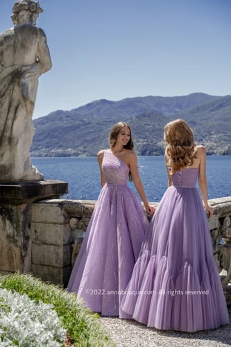 glint Strap Tulle gown