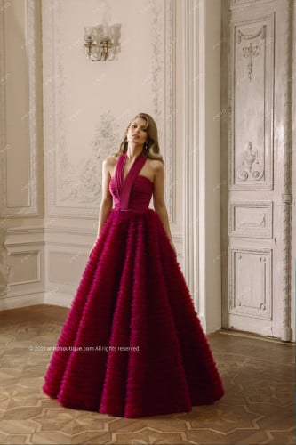 V-neck dress with ruffle skirt