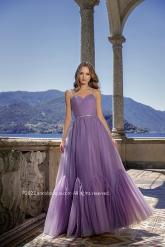 glint Strap Tulle gown