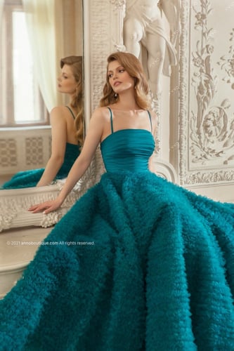 Strap gown with ruffle skirt