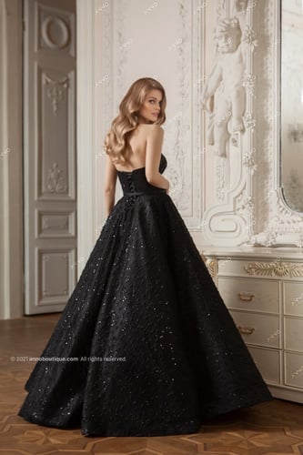 bead-embellished strapless gown