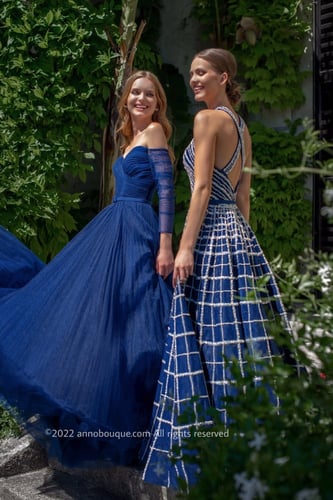 Crossover Halter tulle Beaded Gown