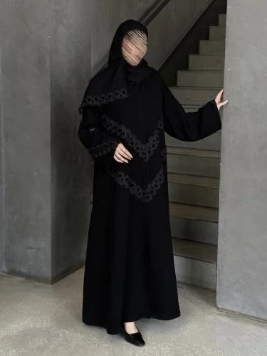 عباية نص كلوش قماش(سراميك)بكلفة اسود